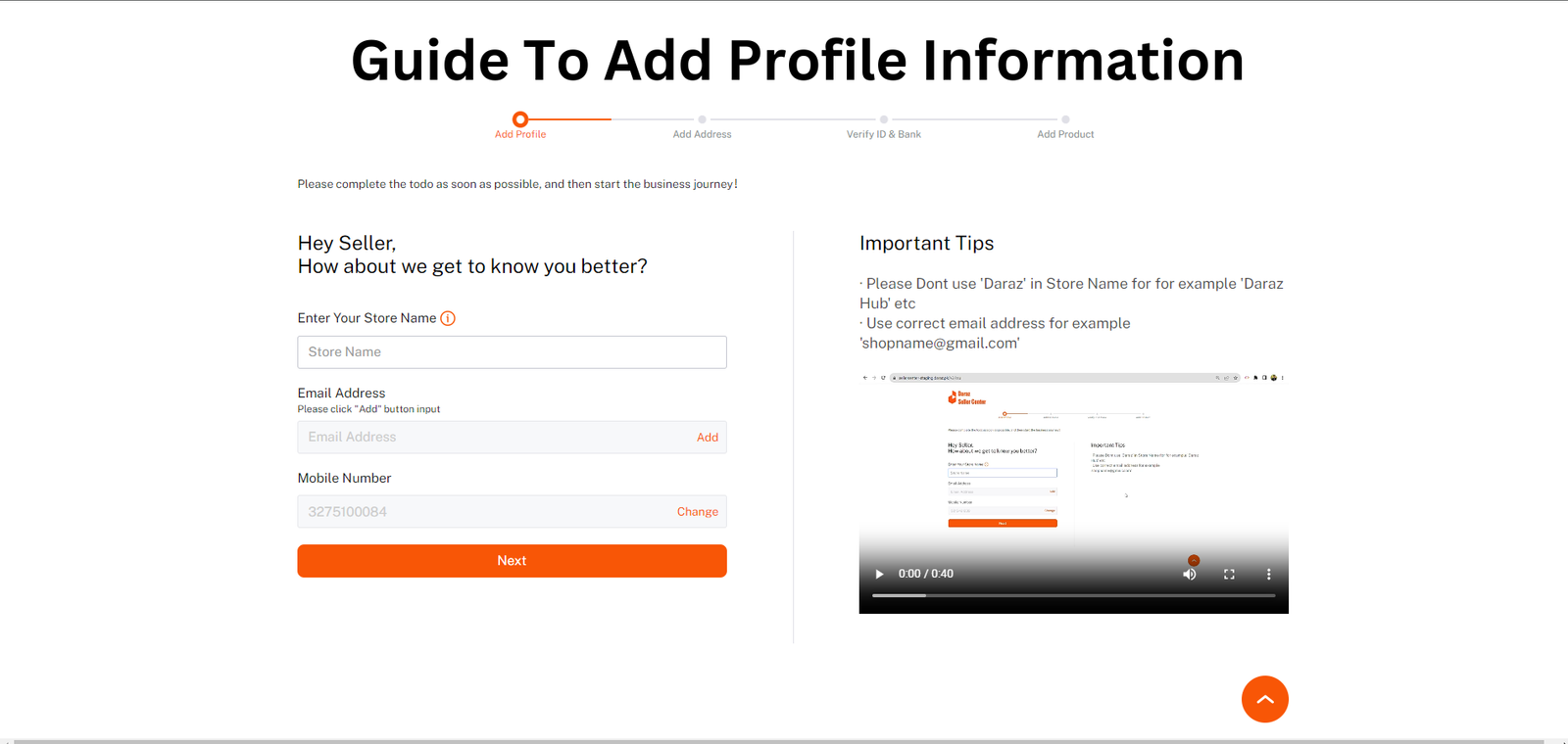 how to create daraz seller center account step 1