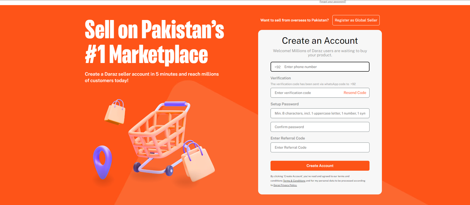 how to create daraz seller center