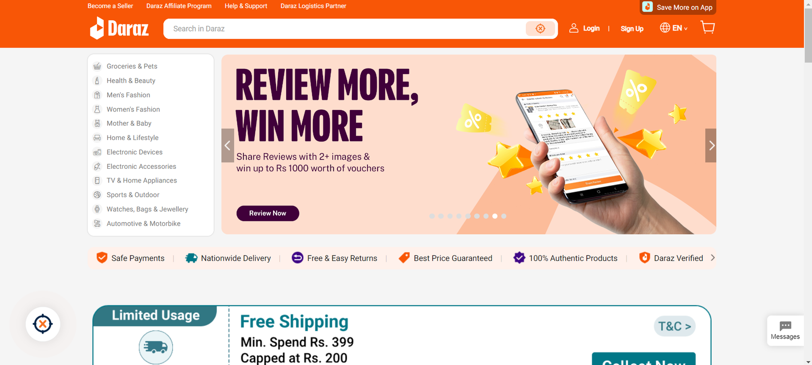 first of top 8 Dropshipping Suppliers in Pakistan is daraz